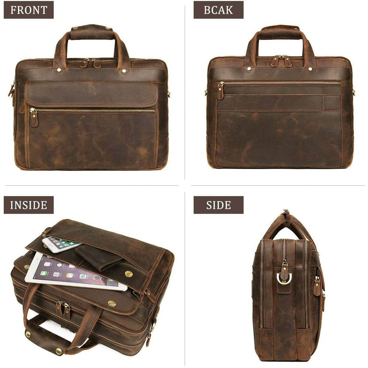 Classy Leather Bags Crazy Horse Leather Briefcase - AVBL MRKT (6)