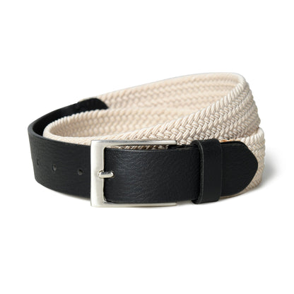Classy Leather Bags Cream & Black Braided Canvas Leather Belt - AVBL MRKT (3)
