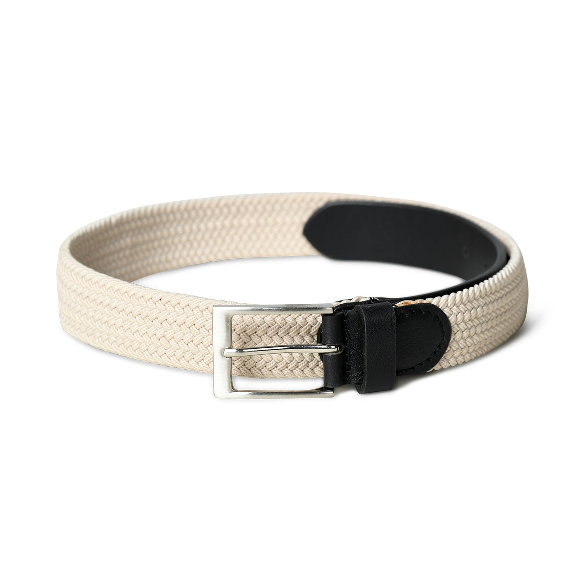 Classy Leather Bags Cream & Black Braided Canvas Leather Belt - AVBL MRKT (4)