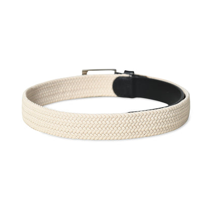 Classy Leather Bags Cream & Black Braided Canvas Leather Belt - AVBL MRKT (5)