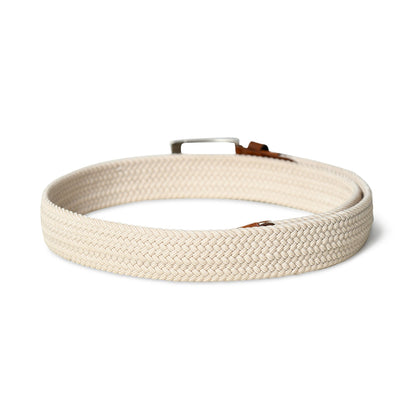 Classy Leather Bags Cream & Brown Braided Canvas Leather Belt - AVBL MRKT (4)