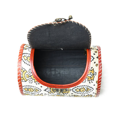 Classy Leather Bags Cylindrical Block Printed Leather Bag - AVBL MRKT (4)