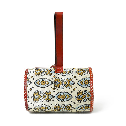 Classy Leather Bags Cylindrical Block Printed Leather Bag - AVBL MRKT (7)