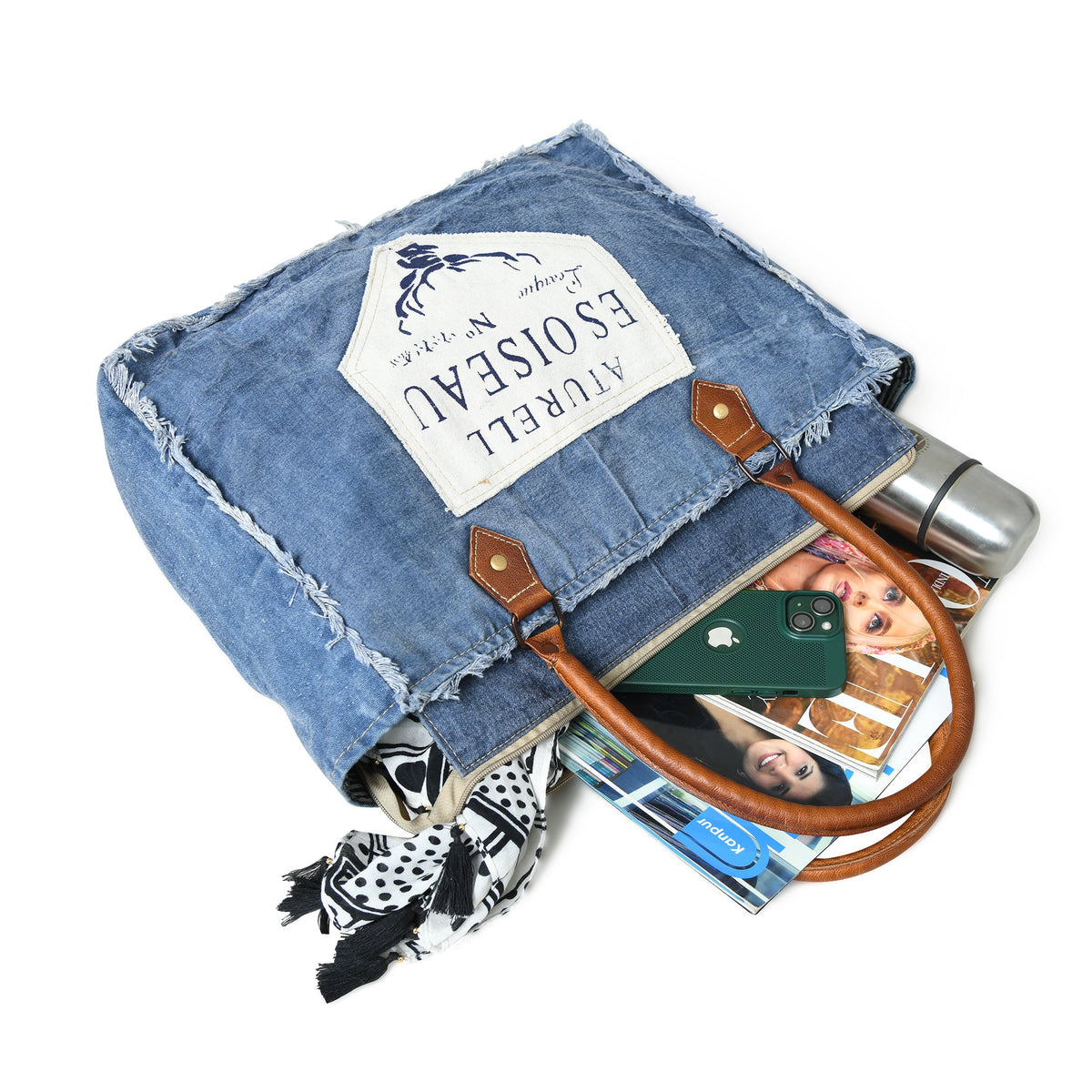 Classy Leather Bags Denim Boho Chic Canvas Shoulder Bag - AVBL MRKT (5)