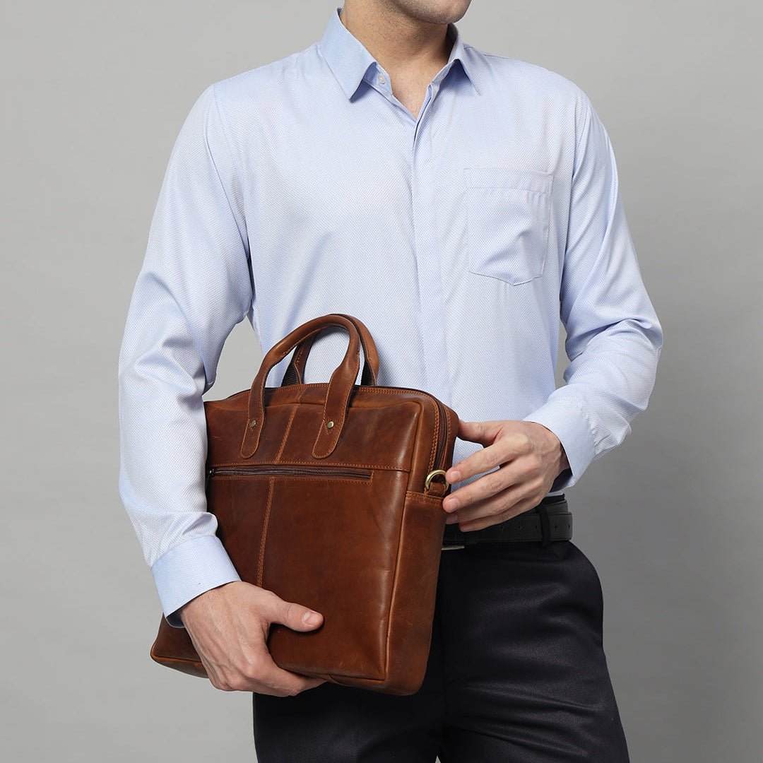 Classy Leather Bags Denver Slim Laptop Briefcase - AVBL MRKT (2)