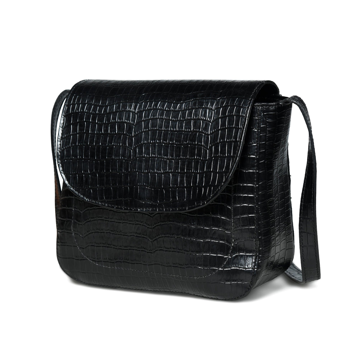 Classy Leather Bags Diva Black Croco Sling Bag - AVBL MRKT (1)
