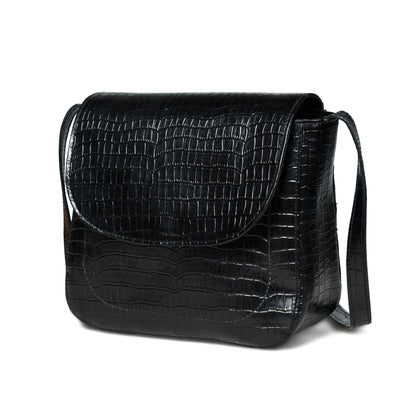 Classy Leather Bags Diva Black Croco Sling Bag - AVBL MRKT (1)