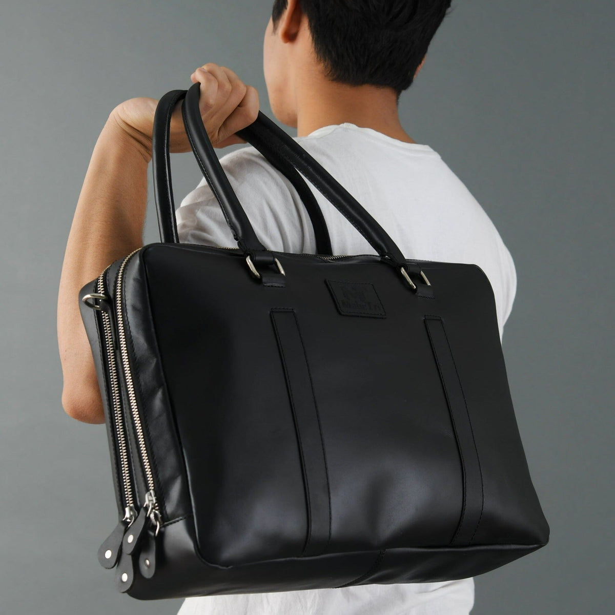 Classy Leather Bags Dixon Black Buffalo Leather Laptop Briefcase - AVBL MRKT (2)