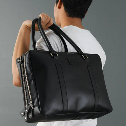 Classy Leather Bags Dixon Black Buffalo Leather Laptop Briefcase - AVBL MRKT (2)