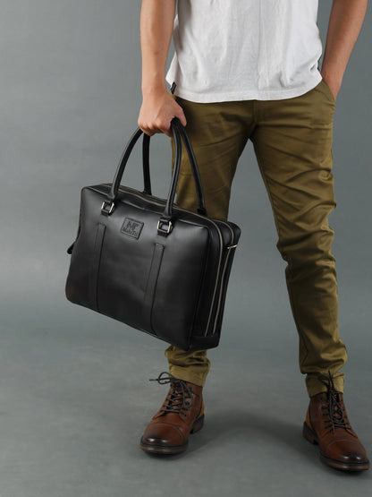 Classy Leather Bags Dixon Black Buffalo Leather Laptop Briefcase - AVBL MRKT (4)