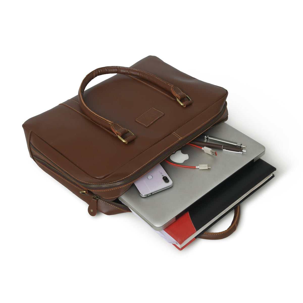 Classy Leather Bags Dixon Brown Buffalo Leather Laptop Office Briefcase - AVBL MRKT (10)