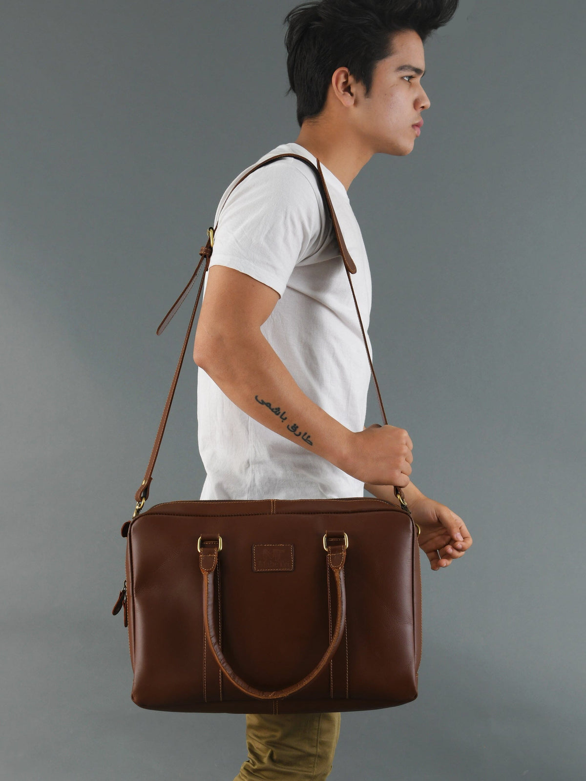 Classy Leather Bags Dixon Brown Buffalo Leather Laptop Office Briefcase - AVBL MRKT (5)