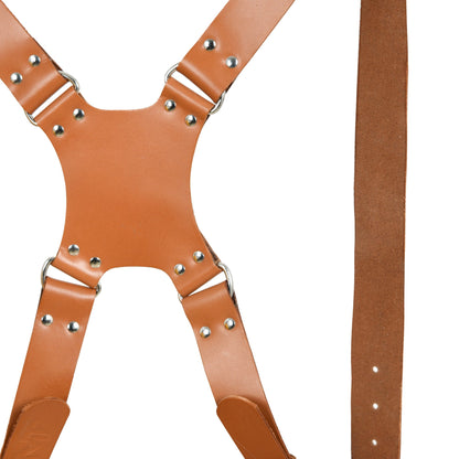 Classy Leather Bags Double Camera Strap Harness- Tan Brown - AVBL MRKT (2)