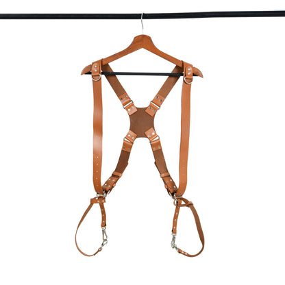Classy Leather Bags Double Camera Strap Harness- Tan Brown - AVBL MRKT (3)
