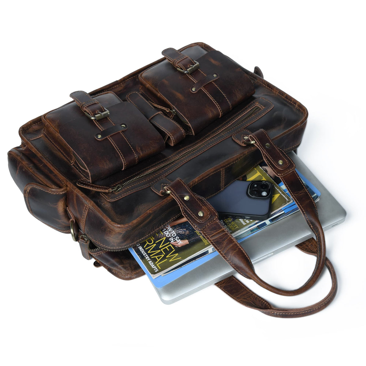 Classy Leather Bags Dryden Buffalo Briefcase - AVBL MRKT (5)