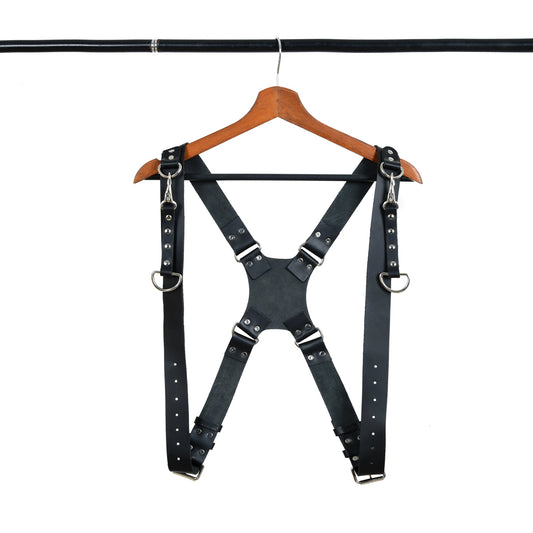 Classy Leather Bags Dual Leather Camera Strap Harness- Black - AVBL MRKT (1)