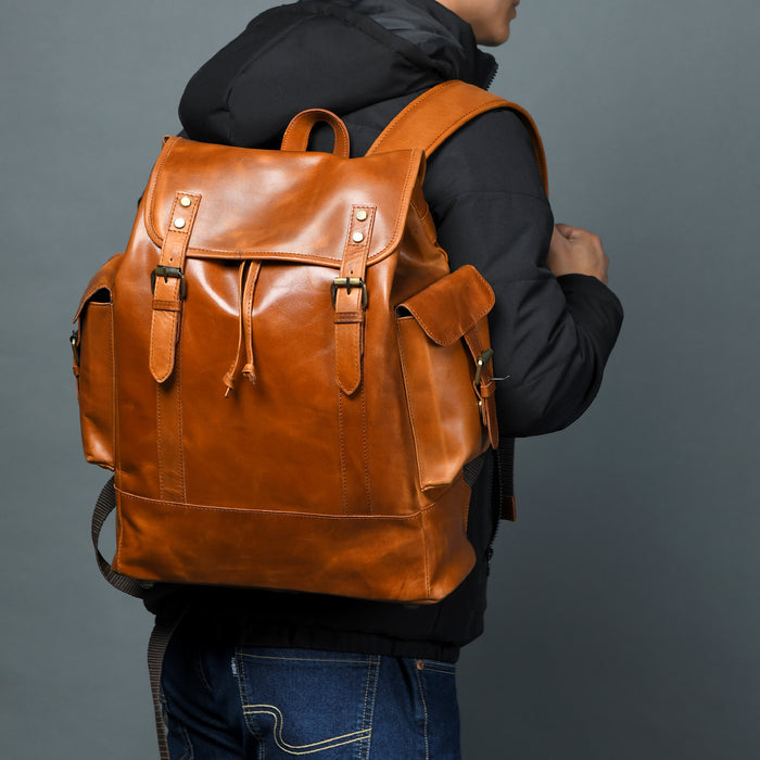 Classy Leather Bags Earthen Leather Laptop Backpack - AVBL MRKT (1)