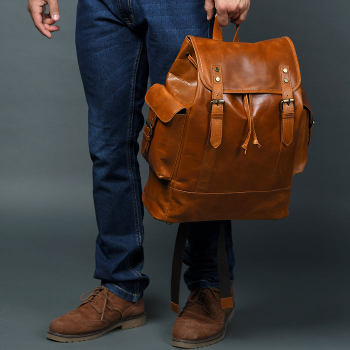 Classy Leather Bags Earthen Leather Laptop Backpack - AVBL MRKT (3)