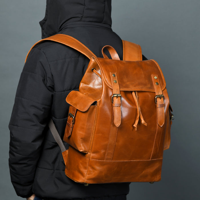 Classy Leather Bags Earthen Leather Laptop Backpack - AVBL MRKT (6)
