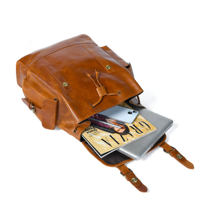 Classy Leather Bags Earthen Leather Laptop Backpack - AVBL MRKT (7)
