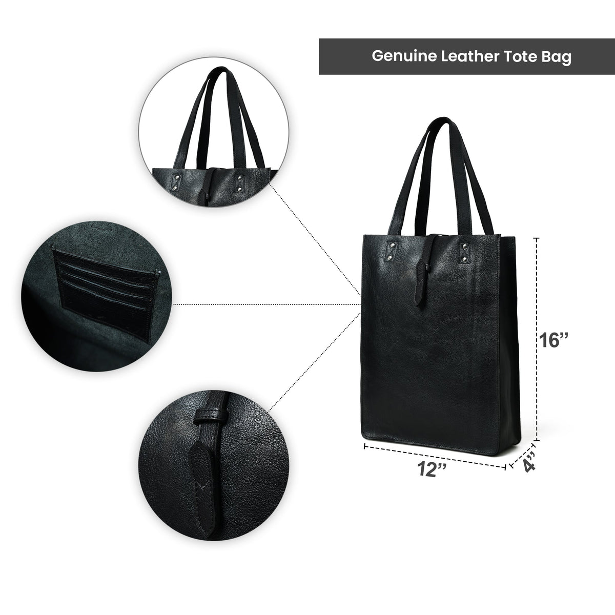 Classy Leather Bags Ebony Elegance Leather Tote - AVBL MRKT (10)