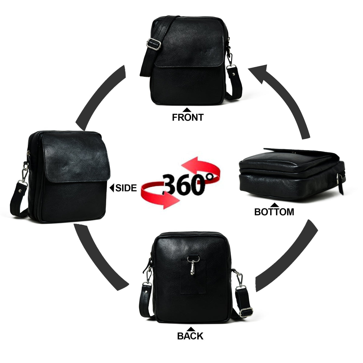 Classy Leather Bags Enzo Black Side Messenger - AVBL MRKT (4)