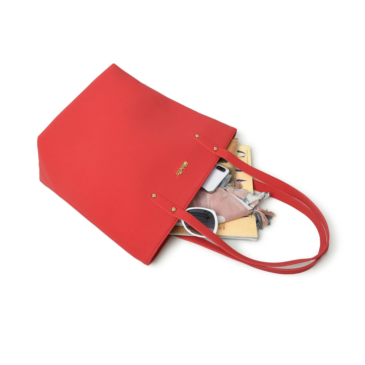 Classy Leather Bags Era Vegan Leather Tote - Coral Red - AVBL MRKT (6)