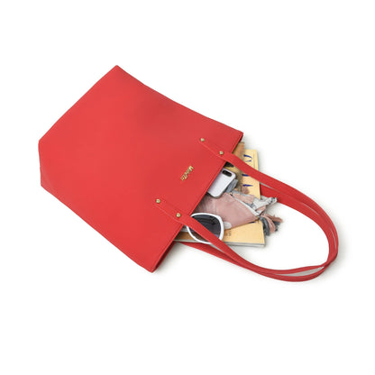 Classy Leather Bags Era Vegan Leather Tote - Coral Red - AVBL MRKT (6)