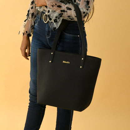 Classy Leather Bags Era Vegan Leather Tote - Midnight Black - AVBL MRKT (2)