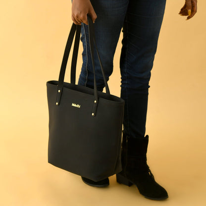 Classy Leather Bags Era Vegan Leather Tote - Midnight Black - AVBL MRKT (7)