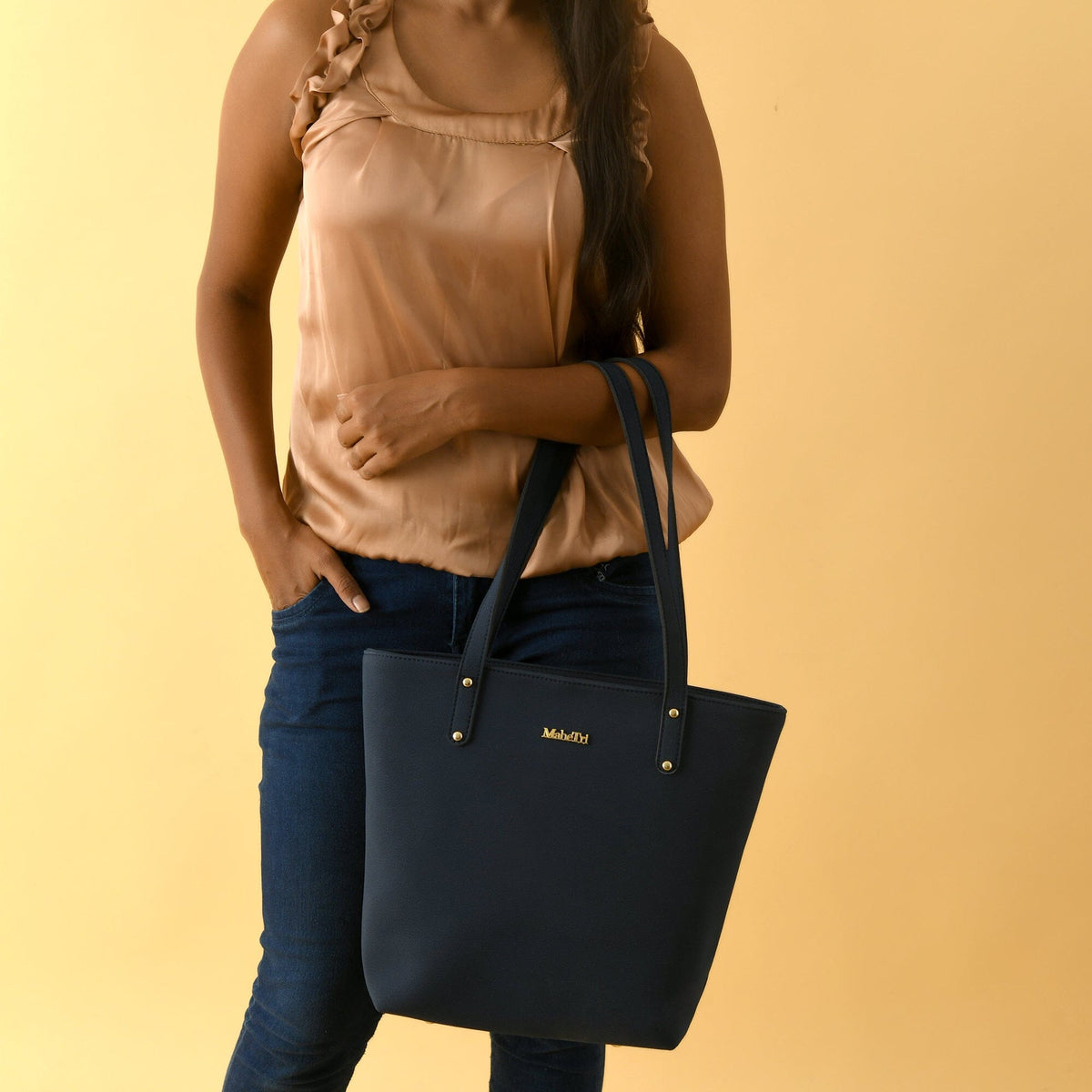 Classy Leather Bags Era Vegan Leather Tote - Navy Blue - AVBL MRKT (7)