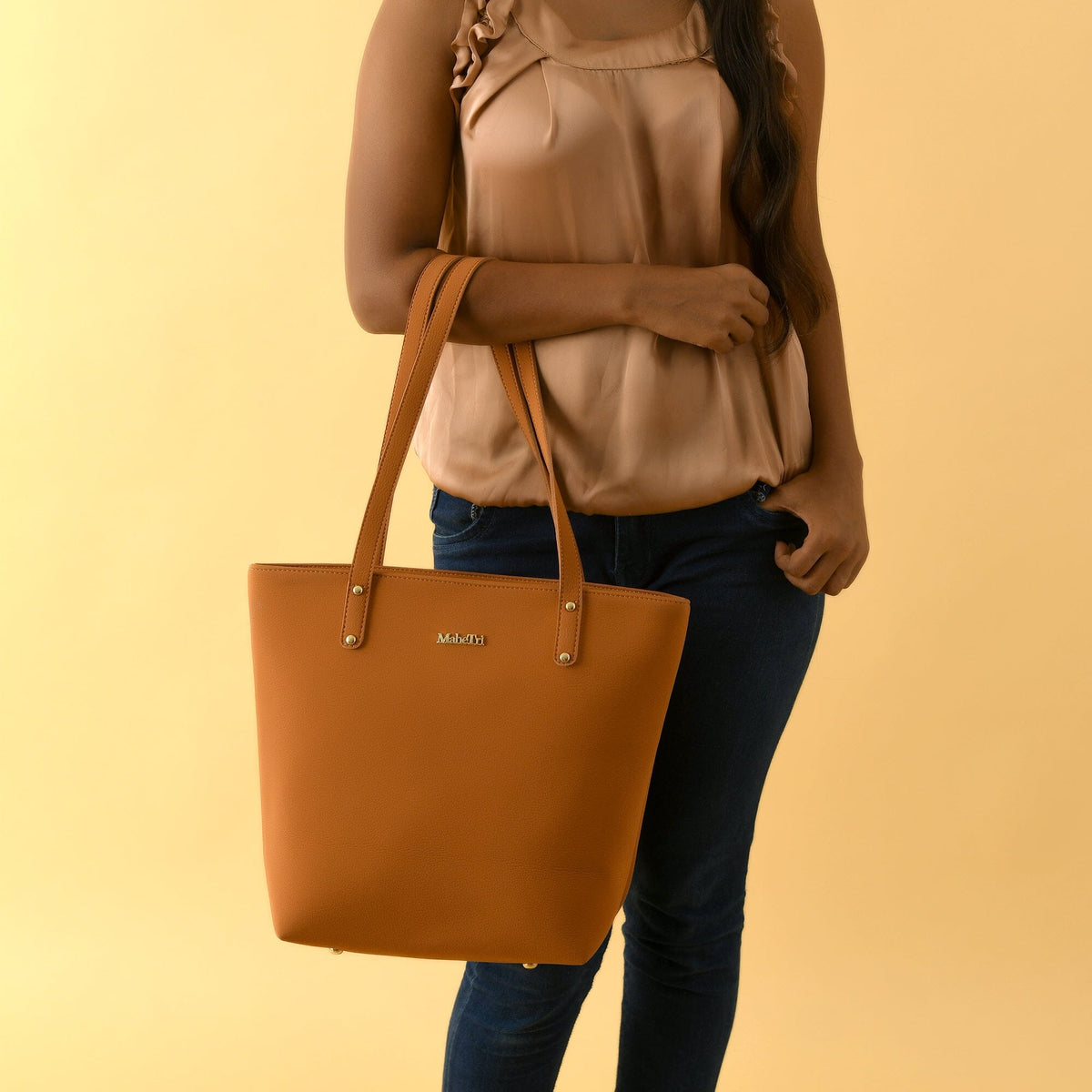 Classy Leather Bags Era Vegan Leather Tote - Tan Brown - AVBL MRKT (2)