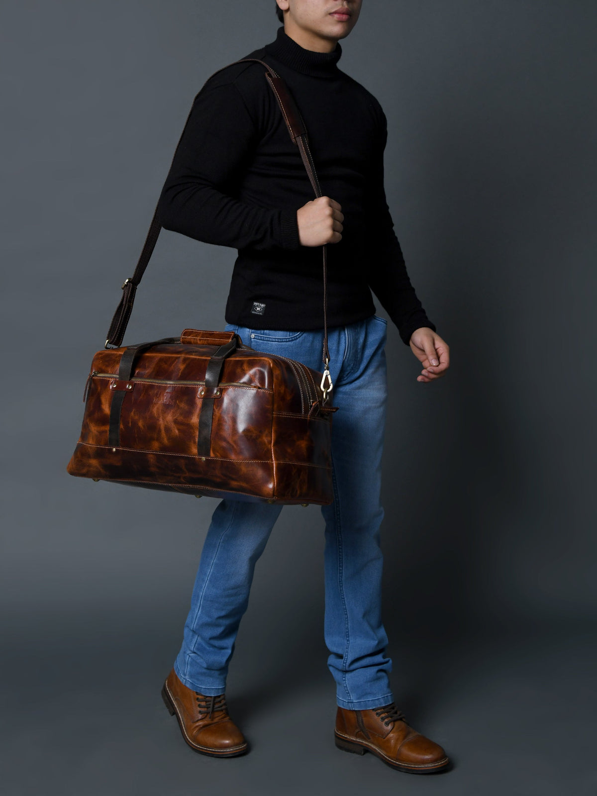 Classy Leather Bags Espresso Elegance Carry on Duffle, Saddle Tan - AVBL MRKT (5)