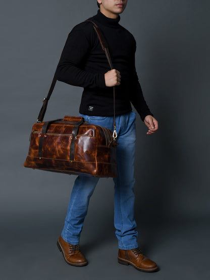 Classy Leather Bags Espresso Elegance Carry on Duffle, Saddle Tan - AVBL MRKT (5)