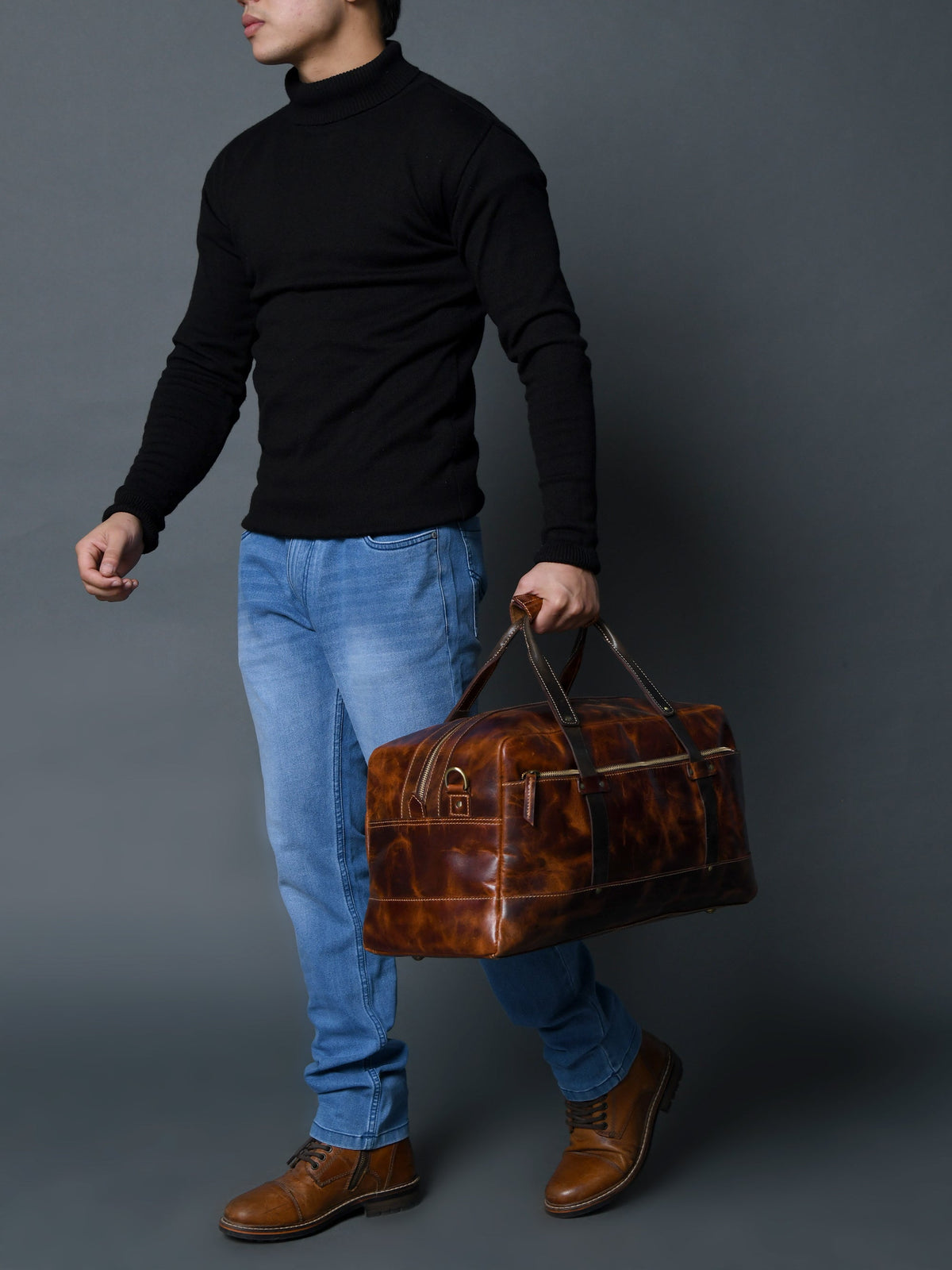 Classy Leather Bags Espresso Elegance Carry on Duffle, Saddle Tan - AVBL MRKT (6)