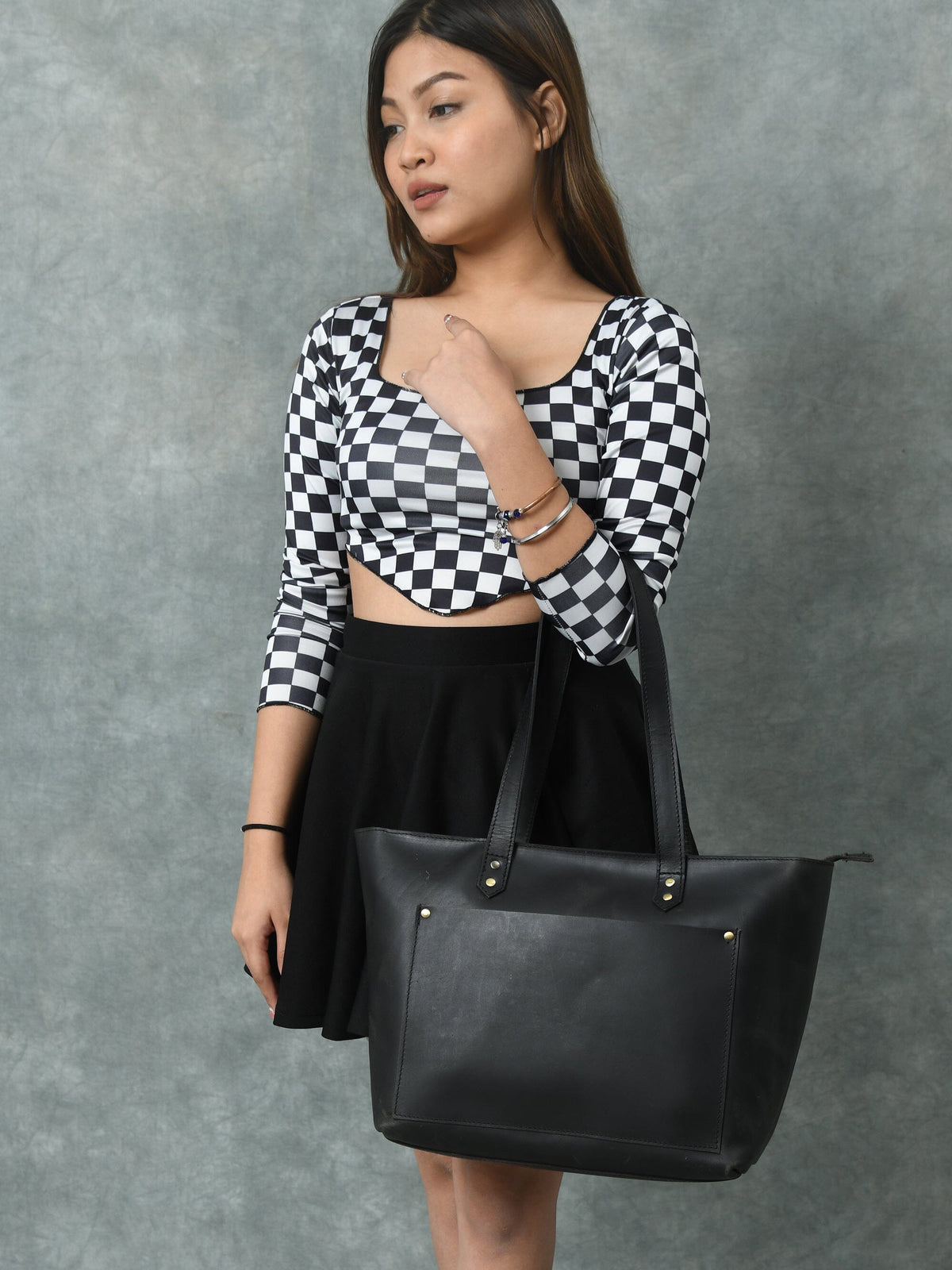 Classy Leather Bags Essential Work Tote - Black - AVBL MRKT (4)