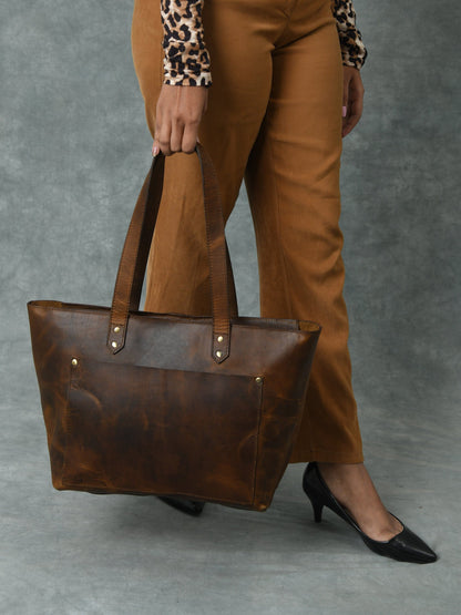 Classy Leather Bags Essential Work Tote - Brown - AVBL MRKT (2)