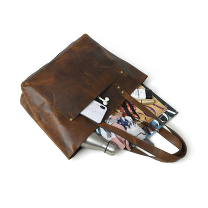 Classy Leather Bags Essential Work Tote - Brown - AVBL MRKT (7)