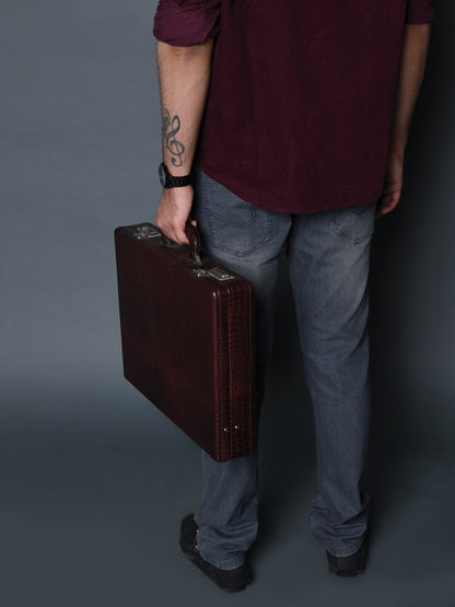 Classy Leather Bags Executive Croco Leather Briefcase/Suitcase- Brown - AVBL MRKT (4)