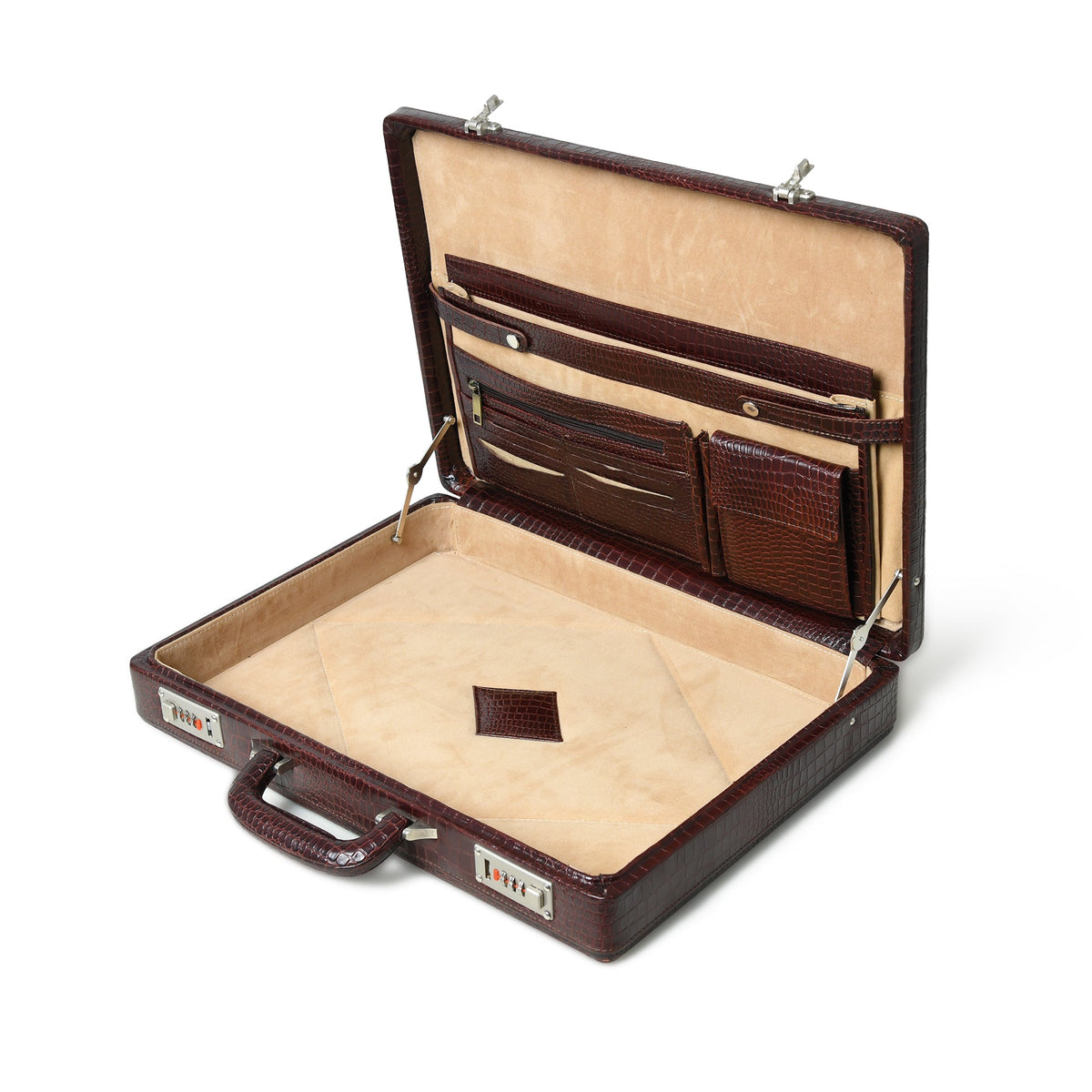 Classy Leather Bags Executive Croco Leather Briefcase/Suitcase- Brown - AVBL MRKT (5)