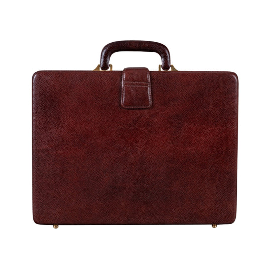 Classy Leather Bags Executive Men's Leather Attache Briefcase Brown/Cherry Red - AVBL MRKT (1)