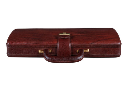 Classy Leather Bags Executive Men's Leather Attache Briefcase Brown/Cherry Red - AVBL MRKT (3)