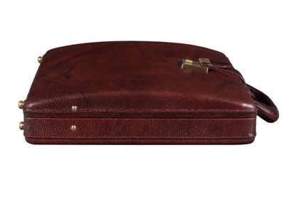 Classy Leather Bags Executive Men's Leather Attache Briefcase Brown/Cherry Red - AVBL MRKT (4)