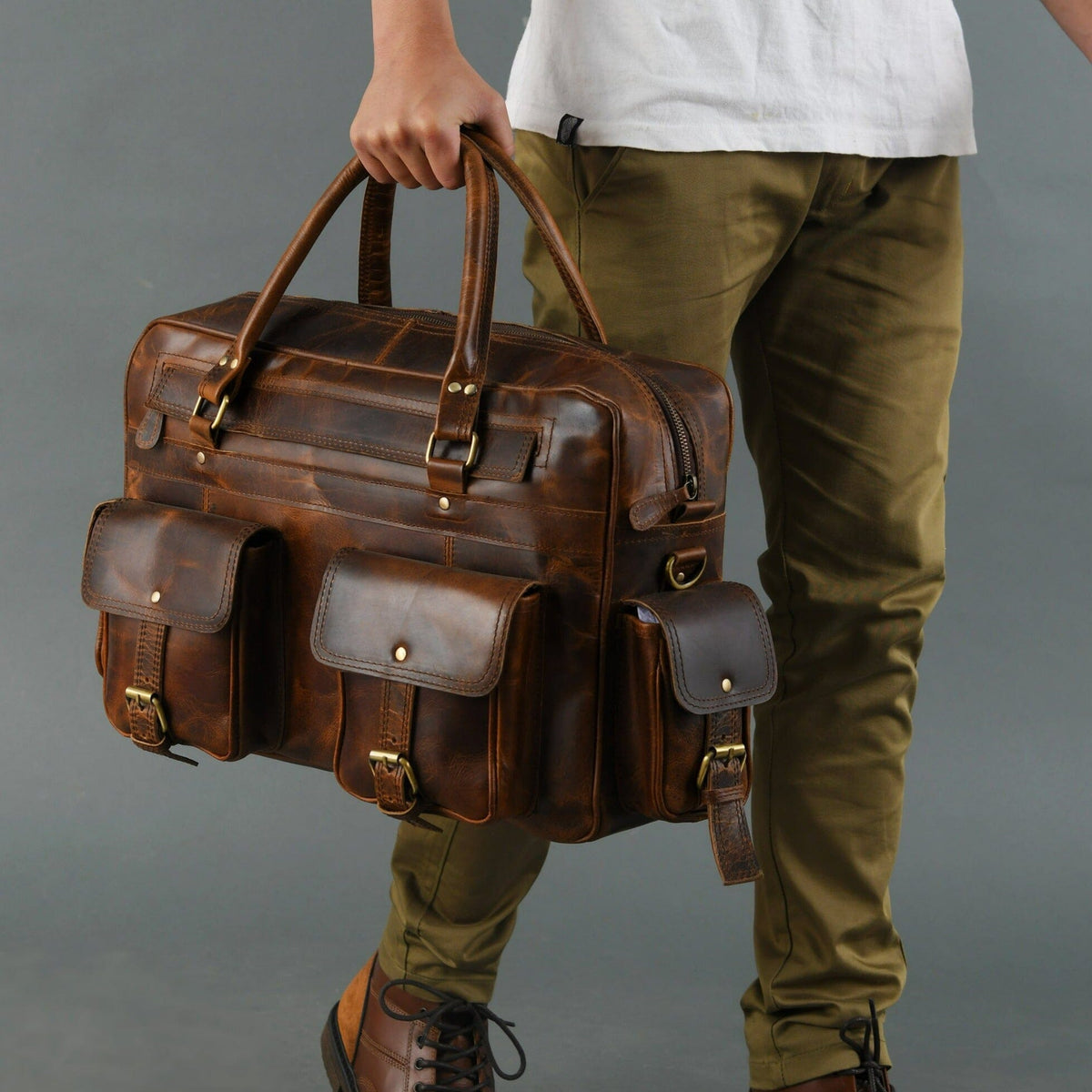 Classy Leather Bags Finn Handcrafted Buffalo Leather Laptop Briefcase - AVBL MRKT (2)