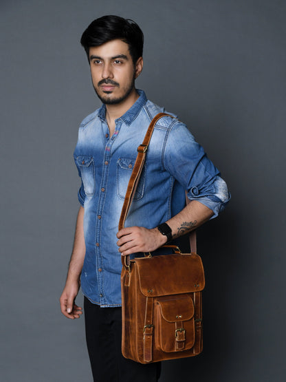 Classy Leather Bags Front Pocket Daily Messenger Bag - AVBL MRKT (3)