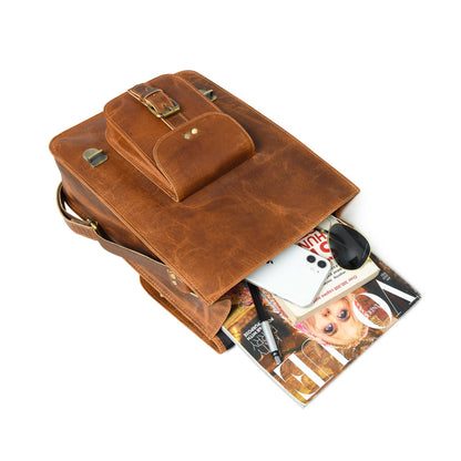 Classy Leather Bags Front Pocket Daily Messenger Bag - AVBL MRKT (8)