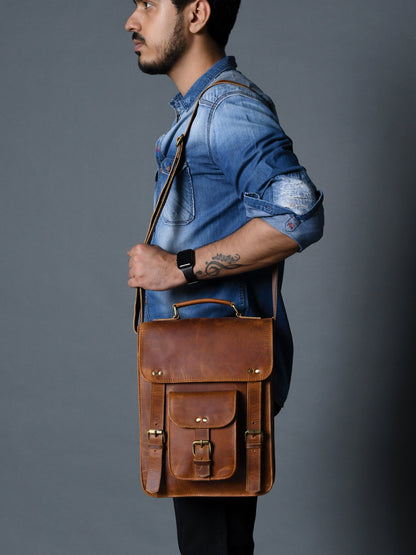 Classy Leather Bags Front Pocket Daily Messenger Bag - AVBL MRKT (9)