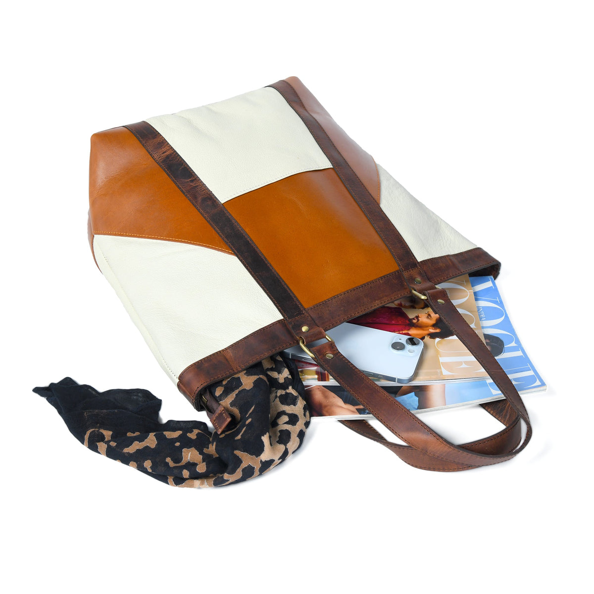 Classy Leather Bags Geometric Design Leather Tote - AVBL MRKT (5)