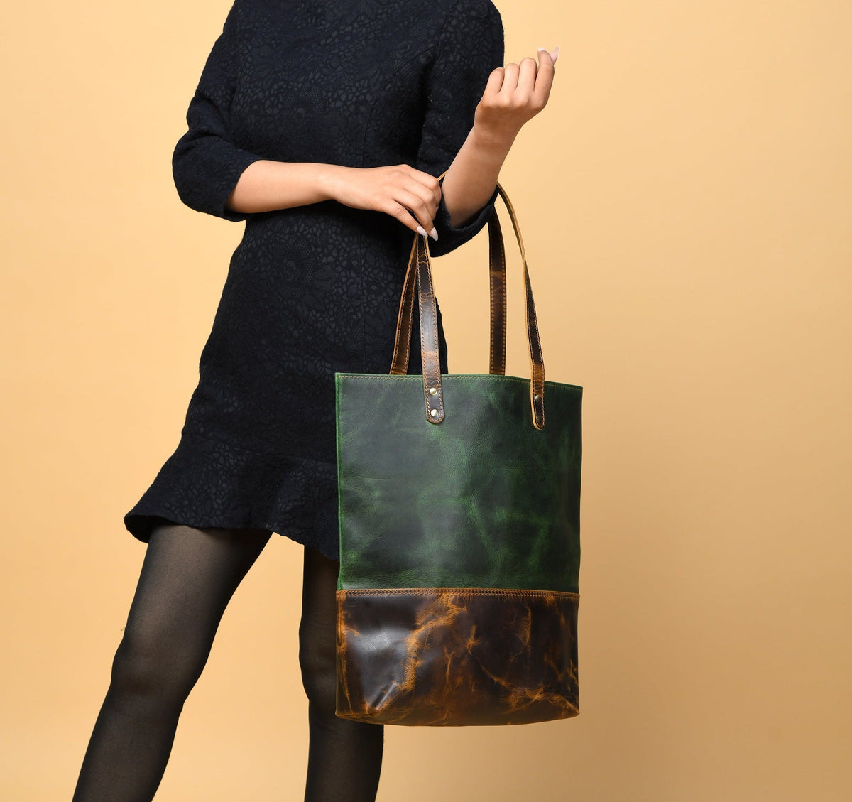Classy Leather Bags Green Women's Leather Tote - AVBL MRKT (3)