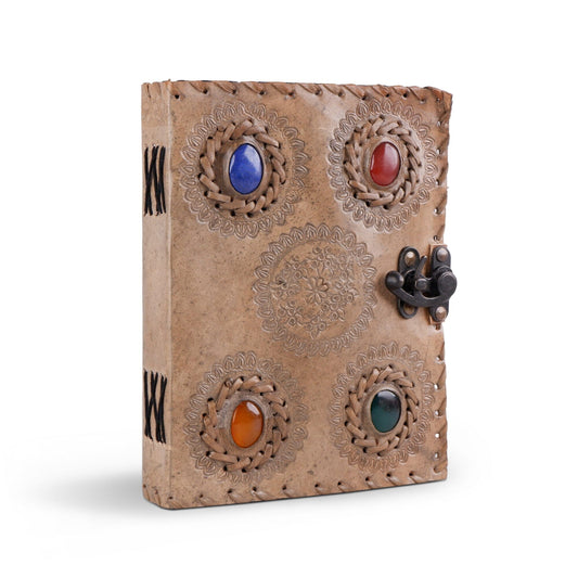 Classy Leather Bags Handcrafted Vintage 4 Stone Leather Diary - AVBL MRKT (1)